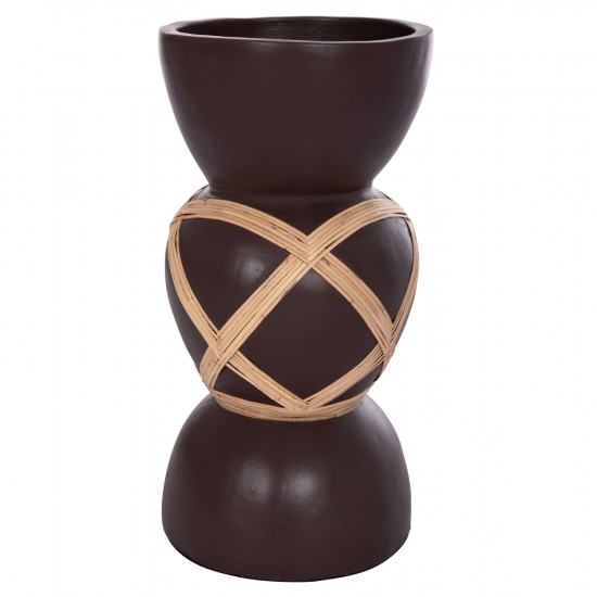 ΔΙΑΚΟΣΜΗΤΙΚΟ ΒΑΖΟ ΔΑΠΕΔΟΥ MAYNARD FIBER CEMENT ΣΟΚΟΛΑΤΙ-RATTAN Φ32x62.5Υεκ