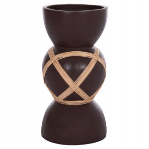 ΔΙΑΚΟΣΜΗΤΙΚΟ ΒΑΖΟ ΔΑΠΕΔΟΥ MAYNARD FIBER CEMENT ΣΟΚΟΛΑΤΙ-RATTAN Φ32x62.5Υεκ