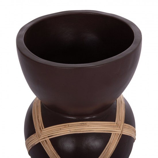 ΔΙΑΚΟΣΜΗΤΙΚΟ ΒΑΖΟ ΔΑΠΕΔΟΥ MAYNARD FIBER CEMENT ΣΟΚΟΛΑΤΙ-RATTAN Φ32x62.5Υεκ