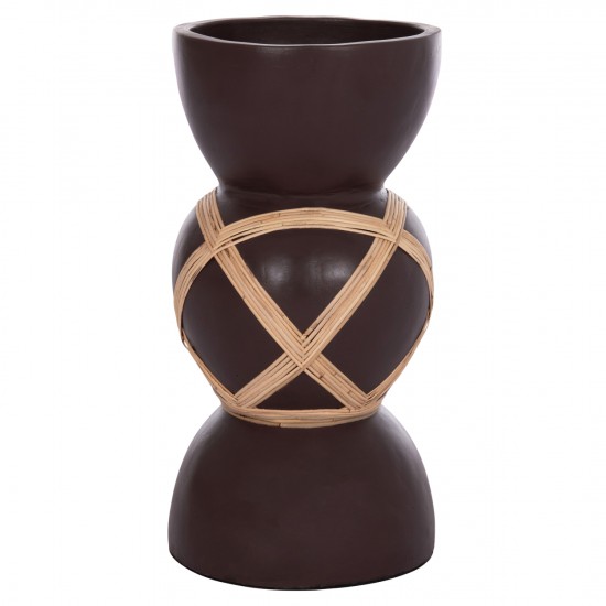 ΔΙΑΚΟΣΜΗΤΙΚΟ ΒΑΖΟ ΔΑΠΕΔΟΥ MAYNARD FIBER CEMENT ΣΟΚΟΛΑΤΙ-RATTAN Φ32x62.5Υεκ