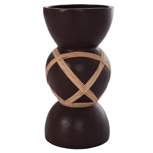 ΔΙΑΚΟΣΜΗΤΙΚΟ ΒΑΖΟ ΔΑΠΕΔΟΥ MAYNARD FIBER CEMENT ΣΟΚΟΛΑΤΙ-RATTAN Φ32x62.5Υεκ