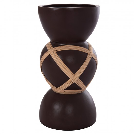 ΔΙΑΚΟΣΜΗΤΙΚΟ ΒΑΖΟ ΔΑΠΕΔΟΥ MAYNARD FIBER CEMENT ΣΟΚΟΛΑΤΙ-RATTAN Φ32x62.5Υεκ