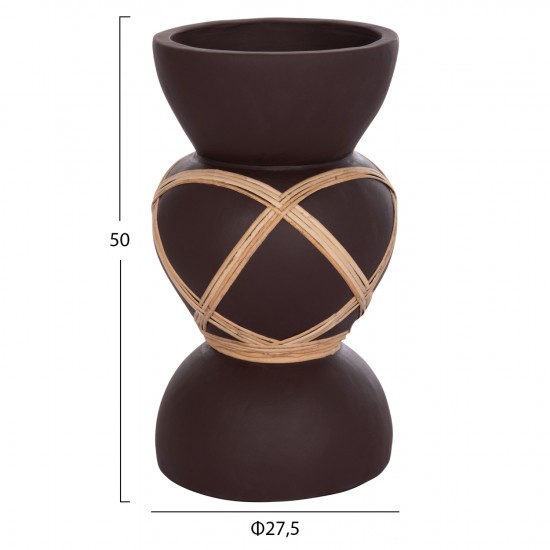 ΔΙΑΚΟΣΜΗΤΙΚΟ ΒΑΖΟ ΔΑΠΕΔΟΥ MAYNARD FIBER CEMENT ΣΟΚΟΛΑΤΙ-RATTAN Φ27.5x50Υεκ