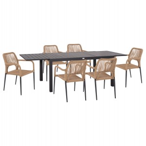 ΣΕΤ ΤΡΑΠΕΖΑΡΙΑΣ ΕΞ.ΧΩΡΟΥ 7ΤΜΧ KRUM ΣΚΟΥΡΟ ΓΚΡΙ ΑΛΟΥΜΙΝΙΟ-P.E.TWISTED RATTAN