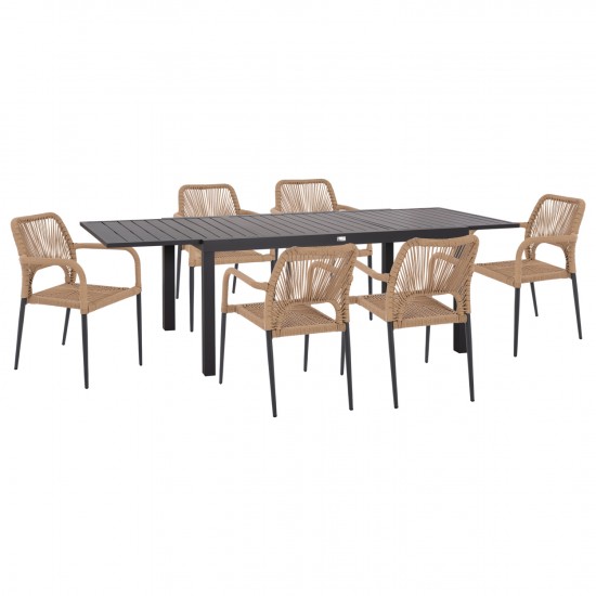 ΣΕΤ ΤΡΑΠΕΖΑΡΙΑΣ ΕΞ.ΧΩΡΟΥ 7ΤΜΧ KRUM ΣΚΟΥΡΟ ΓΚΡΙ ΑΛΟΥΜΙΝΙΟ-P.E.TWISTED RATTAN