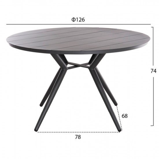 ΣΕΤ ΤΡΑΠΕΖΑΡΙΑΣ ΕΞΩΤΕΡΙΚΟΥ ΧΩΡΟΥ 5ΤΜΧ BERG HM21134 ΣΚΟΥΡΟ ΓΚΡΙ ΑΛΟΥΜΙΝΙΟ--P.E.RATTAN