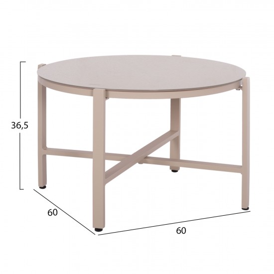 ΣΕΤ ΣΑΛΟΝΙ 4ΤΜΧ JULIETTE ΚΑΠΟΥΤΣΙΝΟ ΑΛΟΥΜΙΝΙΟ-TEXTILENE--TEMPERED GLASS