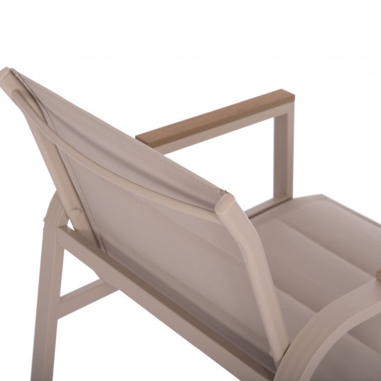 ΣΕΤ ΣΑΛΟΝΙ 4ΤΜΧ JULIETTE ΚΑΠΟΥΤΣΙΝΟ ΑΛΟΥΜΙΝΙΟ-TEXTILENE--TEMPERED GLASS