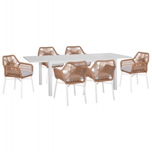 ΣΕΤ ΤΡΑΠΕΖΑΡΙΑΣ ΕΞ.ΧΩΡΟΥ 7ΤΜΧ KRUM ΛΕΥΚΟ ΑΛΟΥΜΙΝΙΟ--P.E.TWISTED RATTAN