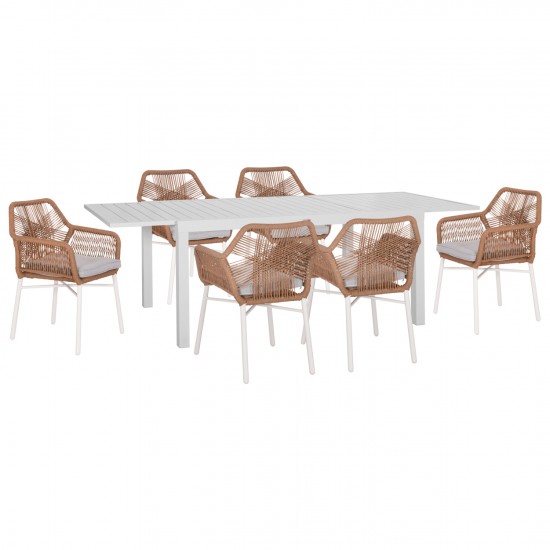 ΣΕΤ ΤΡΑΠΕΖΑΡΙΑΣ ΕΞ.ΧΩΡΟΥ 7ΤΜΧ KRUM ΛΕΥΚΟ ΑΛΟΥΜΙΝΙΟ--P.E.TWISTED RATTAN