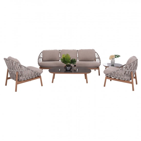 ΣΕΤ ΣΑΛΟΝΙ ΕΞ.ΧΩΡΟΥ 5ΤΜΧ KROM ΑΛΟΥΜΙΝΙΟ ΣΧΟΙΝΙ STRAP 3D PRINTED ΓΥΑΛΙ