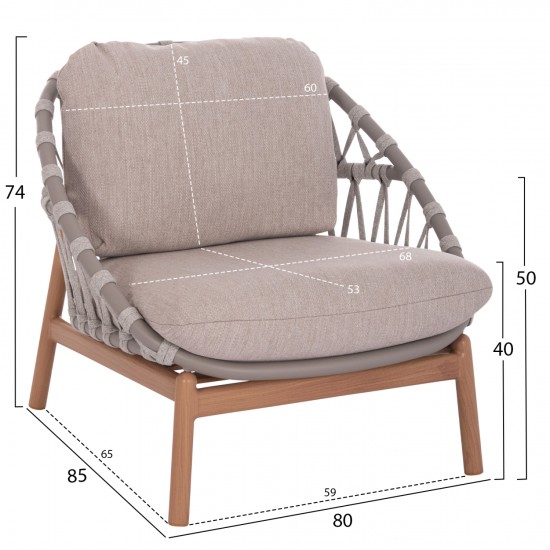 ΣΕΤ ΣΑΛΟΝΙ ΕΞ.ΧΩΡΟΥ 5ΤΜΧ KROM ΑΛΟΥΜΙΝΙΟ ΣΧΟΙΝΙ STRAP 3D PRINTED ΓΥΑΛΙ