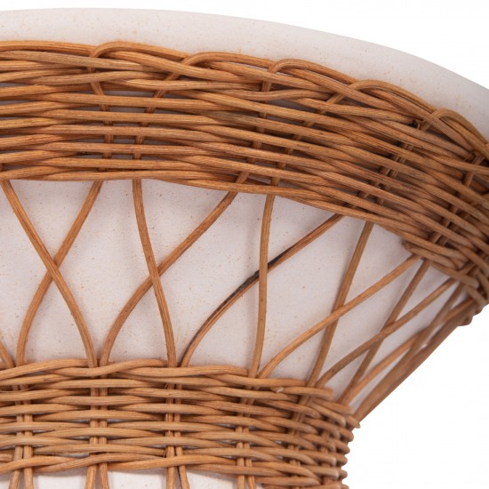 ΒΟΗΘΗΤΙΚΟ ΤΡΑΠΕΖΙ ΣΤΡΟΓΓΥΛΟ DELIA FIBER CEMENT ΛΕΥΚΟ & RATTAN Φ40x45Υεκ