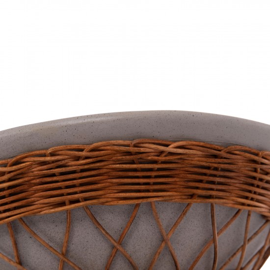 ΒΟΗΘΗΤΙΚΟ ΤΡΑΠΕΖΙ ΣΤΡΟΓΓΥΛΟ DELIA FIBER CEMENT ΓΚΡΙ & RATTAN Φ40x45Υεκ
