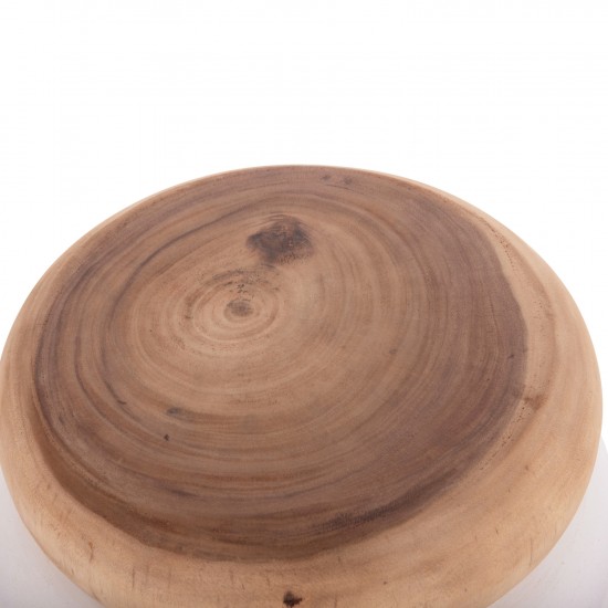 ΤΡΑΠΕΖΙ ΒΟΗΘΗΤΙΚΟ PUFFAT FIBER CEMENT ΛΕΥΚΟ- ΞΥΛΟ TEAK TOP Φ45x46Υεκ.