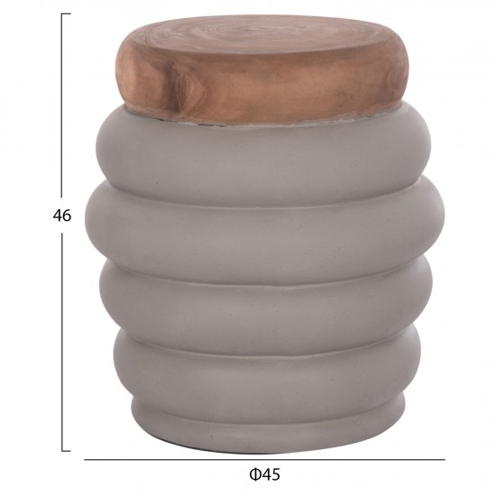 ΤΡΑΠΕΖΙ ΒΟΗΘΗΤΙΚΟ PUFFAT FIBER CEMENT ΓΚΡΙ- ΞΥΛΟ TEAK TOP Φ45x46Υεκ.