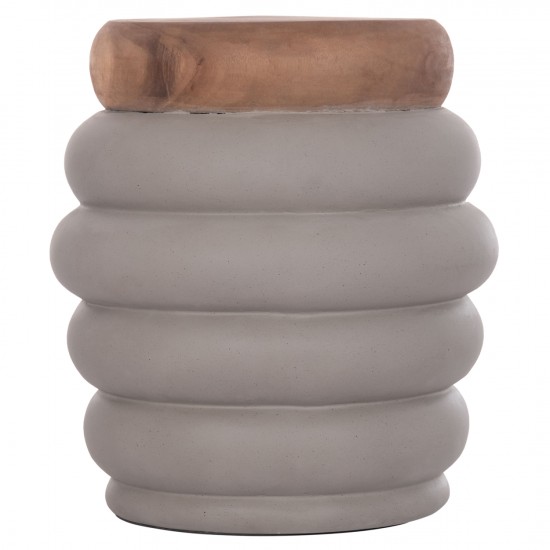 ΤΡΑΠΕΖΙ ΒΟΗΘΗΤΙΚΟ PUFFAT FIBER CEMENT ΓΚΡΙ- ΞΥΛΟ TEAK TOP Φ45x46Υεκ.