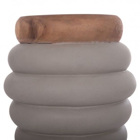 ΤΡΑΠΕΖΙ ΒΟΗΘΗΤΙΚΟ PUFFAT FIBER CEMENT ΓΚΡΙ- ΞΥΛΟ TEAK TOP Φ45x46Υεκ.