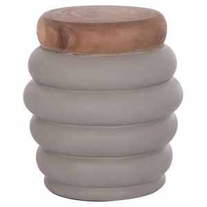 ΤΡΑΠΕΖΙ ΒΟΗΘΗΤΙΚΟ PUFFAT FIBER CEMENT ΓΚΡΙ- ΞΥΛΟ TEAK TOP Φ45x46Υεκ.