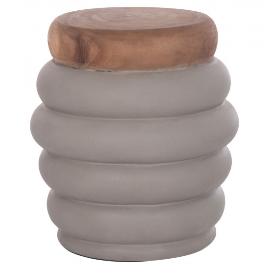 ΤΡΑΠΕΖΙ ΒΟΗΘΗΤΙΚΟ PUFFAT FIBER CEMENT ΓΚΡΙ- ΞΥΛΟ TEAK TOP Φ45x46Υεκ.