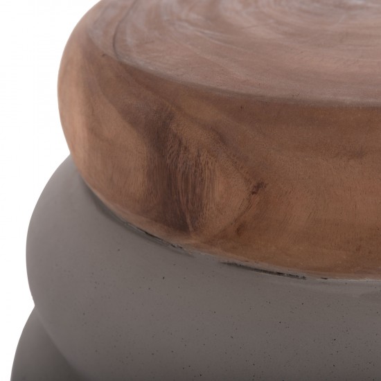 ΤΡΑΠΕΖΙ ΒΟΗΘΗΤΙΚΟ PUFFAT FIBER CEMENT ΓΚΡΙ- ΞΥΛΟ TEAK TOP Φ45x46Υεκ.