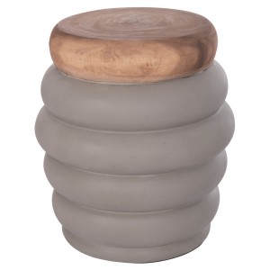 ΤΡΑΠΕΖΙ ΒΟΗΘΗΤΙΚΟ PUFFAT FIBER CEMENT ΓΚΡΙ- ΞΥΛΟ TEAK TOP Φ45x46Υεκ.