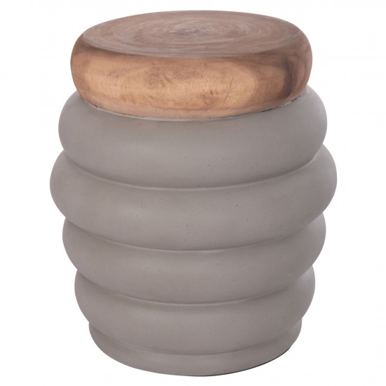 ΤΡΑΠΕΖΙ ΒΟΗΘΗΤΙΚΟ PUFFAT FIBER CEMENT ΓΚΡΙ- ΞΥΛΟ TEAK TOP Φ45x46Υεκ.