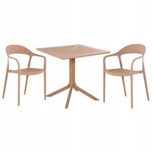 ΣΕΤ ΤΡΑΠΕΖΑΡΙΑΣ ΕΞ.ΧΩΡΟΥ 3ΤΜΧ CLEO ΠΟΛΥΠΡΟΥΛΕΝΙΟ ΣΕ ΚΑΠΟΥΤΣΙΝΟ 80x80x75Υεκ.