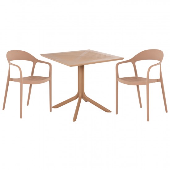 ΣΕΤ ΤΡΑΠΕΖΑΡΙΑΣ ΕΞ.ΧΩΡΟΥ 3ΤΜΧ CLEO ΠΟΛΥΠΡΟΥΛΕΝΙΟ ΣΕ ΚΑΠΟΥΤΣΙΝΟ 80x80x75Υεκ.