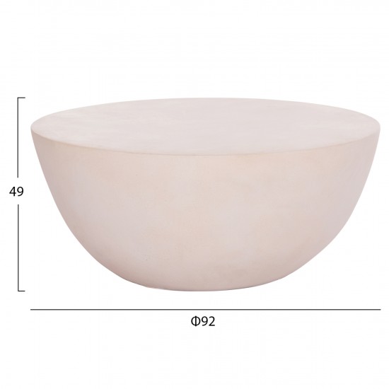 ΤΡΑΠΕΖΙ ΣΑΛΟΝΙΟΥ ΣΤΡΟΓΓΥΛΟ ALLAN FIBER CEMENT ΣΕ ΛΕΥΚΟ Φ92x49Υεκ.