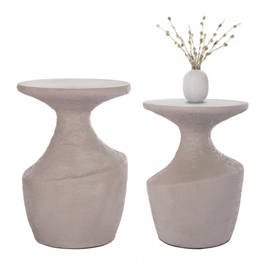 ΣΕΤ ΒΟΗΘΗΤΙΚΑ ΤΡΑΠΕΖΙΑ REBON 2ΤΜΧ FIBER CEMENT ΣΕ ΓΚΡΙ--Φ40εκ & Φ27,5εκ