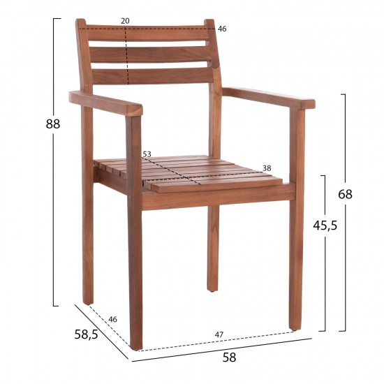 ΠΟΛΥΘΡΟΝΑ KEMPO ΞΥΛΟ TEAK ΣΕ ΦΥΣΙΚΟ--58x58,5x88Υεκ.