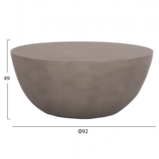 ΤΡΑΠΕΖΙ ΣΑΛΟΝΙΟΥ ΣΤΡΟΓΓΥΛΟ ALLAN FIBER CEMENT ΣΕ ΓΚΡΙ Φ92x49Υεκ.