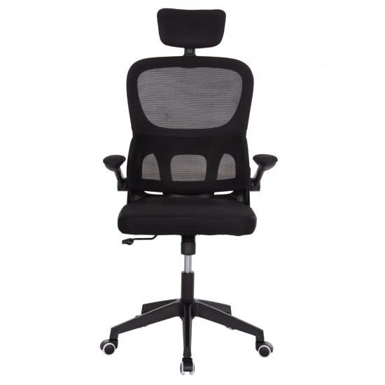 ΚΑΡΕΚΛΑ ΓΡΑΦΕΙΟΥ BASTON ΜΑΥΡΟ MESH & PP ΣΚΕΛΕΤΟΣ 64x60x117-127Υεκ.