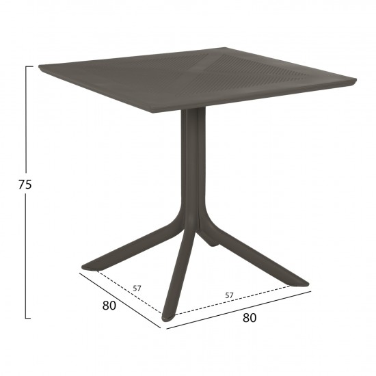 ΤΡΑΠΕΖΙ ΠΟΛΥΠΡΟΠΥΛΕΝΙΟΥ ΤΕΤΡΑΓΩΝΟ LUNAR DARK OLIVE 80x80x75Yεκ.