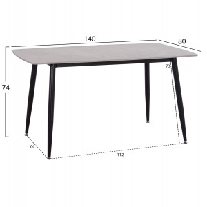 ΤΡΑΠΕΖΙ RAVEN ΚΕΡΑΜΙΚΟ TOP ΜΕ ΟΨΗ ΓΚΡΙ ΜΑΡΜΑΡΟ 140x80x74Υεκ.