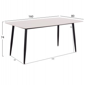 ΤΡΑΠΕΖΙ RAVEN ΚΕΡΑΜΙΚΟ TOP ΜΕ ΟΨΗ ΛΕΥΚΟ ΜΑΡΜΑΡΟ 160x80x74Υεκ.