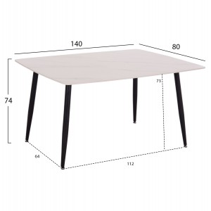 ΤΡΑΠΕΖΙ RAVEN ΚΕΡΑΜΙΚΟ TOP ΜΕ ΟΨΗ ΛΕΥΚΟ ΜΑΡΜΑΡΟ 140x80x74Υεκ.