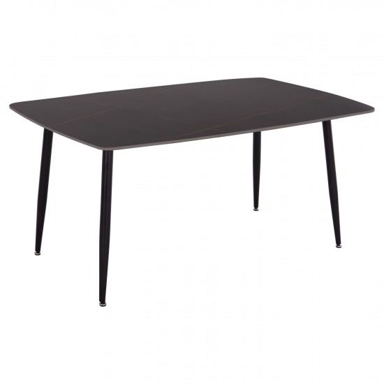 ΤΡΑΠΕΖΙ RAVEN ΚΕΡΑΜΙΚΟ TOP ΜΕ ΟΨΗ ΜΑΥΡΟ ΜΑΡΜΑΡΟ 160x80x74Υεκ.