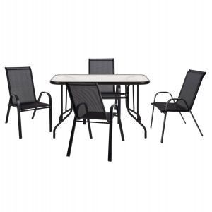 ΣΕΤ ΤΡΑΠΕΖΑΡΙΑΣ 5ΤΜΧ ΜΕΤΑΛΛΙΚO ΜΕ 4 ΚΑΡΕΚΛΕΣ & ΤΡΑΠΕΖΙ 110x60 ΜΑΥΡΟ