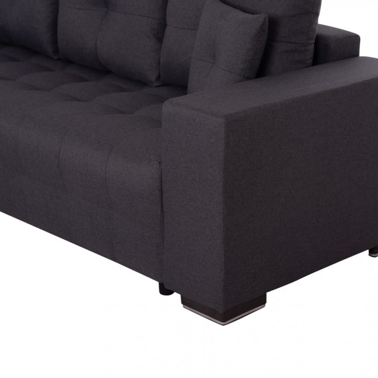 ΓΩΝΙΑΚΟΣ ΚΑΝΑΠΕΣ-ΚΡΕΒΑΤΙ ΜΕ ΑΠΟΘ.ΧΩΡΟ TRENDSTON ΓΚΡΙ ΥΦΑΣΜΑ 298x177x95Υεκ