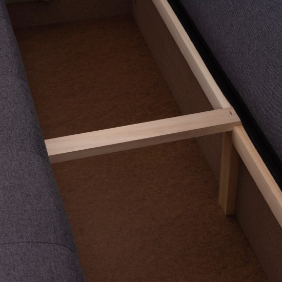 ΓΩΝΙΑΚΟΣ ΚΑΝΑΠΕΣ-ΚΡΕΒΑΤΙ ΜΕ ΑΠΟΘ.ΧΩΡΟ TRENDSTON ΓΚΡΙ ΥΦΑΣΜΑ 298x177x95Υεκ