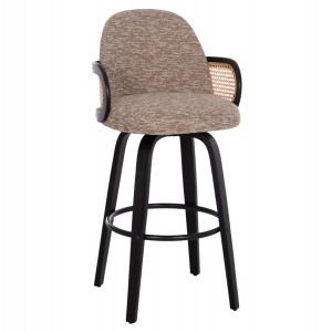 ΣΚΑΜΠΟ ΜΠΑΡ ΠΕΡΙΣΤΡΕΦΟΜΕΝΟ BECKER PLYWOOD ΜΑΥΡΟ ΚΑΦΕ ΥΦΑΣΜΑ 50x52x100Υ