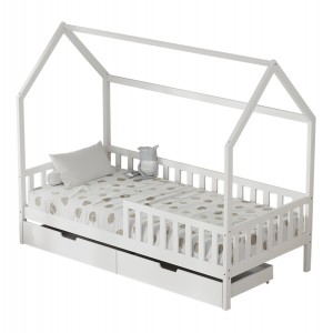 ΚΡΕΒΑΤΙ ΠΑΙΔΙΚΟ ΜΕ ΣΥΡΤΑΡΙΑ PHYLLIS τ.MONTESSORI ΛΕΥΚΟ 196x97x161Υεκ.