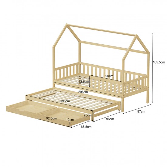 ΠΑΙΔΙΚΟ ΚΡΕΒΑΤΙ 3 ΣΕ 1 PHYLLIS ΞΥΛΟ ΠΕΥΚΟΥ ΦΥΣΙΚΟ 206x97x166Υεκ.