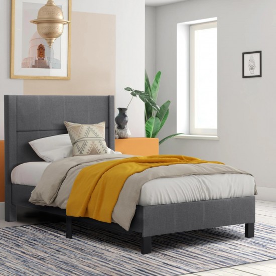 ΚΡΕΒΑΤΙ TRILLOP ΓΚΡΙ ΥΦΑΣΜΑ ΓΙΑ ΜΟΝΟ ΣΤΡΩΜΑ 120x200εκ.