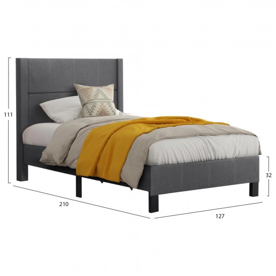 ΚΡΕΒΑΤΙ TRILLOP ΓΚΡΙ ΥΦΑΣΜΑ ΓΙΑ ΜΟΝΟ ΣΤΡΩΜΑ 120x200εκ.