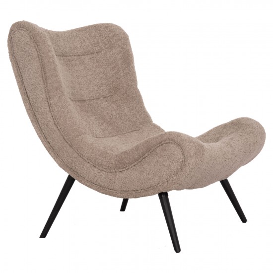 ΠΟΛΥΘΡΟΝΑ BRYM ΣΚΟΥΡΟ ΜΠΕΖ ΜΠΟΥΚΛΕ ΥΦΑΣΜΑ-ΜΑΥΡΑ ΞΥΛΙΝΑ ΠΟΔΙΑ 80x95x95Υεκ.