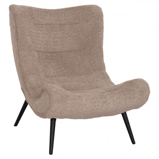 ΠΟΛΥΘΡΟΝΑ BRYM ΣΚΟΥΡΟ ΜΠΕΖ ΜΠΟΥΚΛΕ ΥΦΑΣΜΑ-ΜΑΥΡΑ ΞΥΛΙΝΑ ΠΟΔΙΑ 80x95x95Υεκ.