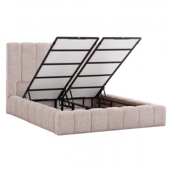 ΚΡΕΒΑΤΙ ΔΙΠΛΟ ΜΕ ΣΤΡΩΜΑ & ΑΠΟΘΗΚΕΥΤΙΚΟ ΧΩΡΟ REMO HM21167 ΜΠΕΖ ΜΠΟΥΚΛΕ--ΓΙΑ 160x200εκ